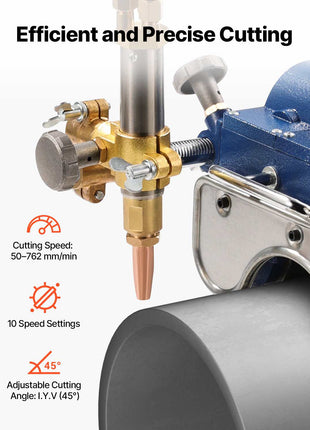 Electromagnetic Gas Pipe Cutting Machine, 2"-30"/Min Automatic Pipe Beveler for 0.2"-4" Thick Tube, Features 3 Tips & Adjustable Angles, Torch Burner Beveler, Magnetic Gas Machine 110V CG2-11C