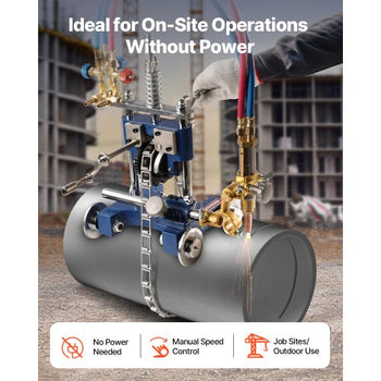 CG2-11Y Manual Pipe Cutting Machine, 0.2"-2" Thick Pipe Beveling Machine with 82-in Chain, 0°-45° Adjusted Angle Gas Cutting Machine with 3 Tips, Portable Torch Beveling Gas Cutter