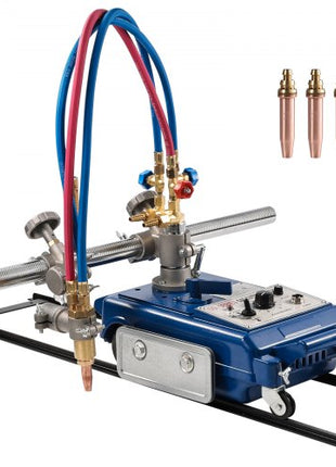 Track Torch Burner, 2"-30"/Min Straight Line Gas Cutting Machine for 0.2"-4" Thick Pipe, with 12-inch Track & 3 Tips, Automatic Flame Cutting Machine, Pipe Beveler Beveling Tool, 110V CG1-30