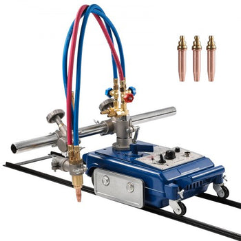 Track Torch Burner, 2"-30"/Min Straight Line Gas Cutting Machine for 0.2"-4" Thick Pipe, with 12-inch Track & 3 Tips, Automatic Flame Cutting Machine, Pipe Beveler Beveling Tool, 110V CG1-30