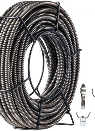 Drain Cleaning Cable 100 Feet x 1/2 Inch Solid Core Cable Sewer Cable Drain Auger Cable Cleaner Snake Clog Pipe Drain Cleaning Cable Sewer Drain Auger Snake Pipe