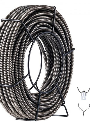 Drain Cleaning Cable 75 Feet x 1/2 Inch Solid Core Cable Sewer Cable Drain Auger Cable Cleaner Snake Clog Pipe Drain Cleaning Cable Sewer Drain Auger Snake Pipe