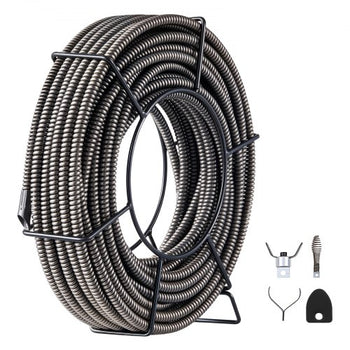 Drain Cleaning Cable 75 Feet x 1/2 Inch Solid Core Cable Sewer Cable Drain Auger Cable Cleaner Snake Clog Pipe Drain Cleaning Cable Sewer Drain Auger Snake Pipe
