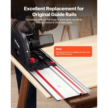 Track Saw Guide Rail, 110-Inch Cutting Range, Kit Includes 4 x 27.5 in Aluminum Extruded Guide Rails and 3 Connectors, Compatible with Makita, Festool & WEN Track Saws, for Woodworking Projects