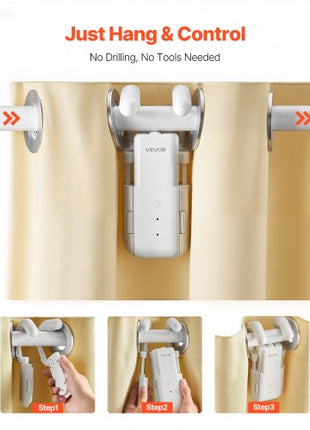Automatic Curtain Opener, APP and Remote Control, Hub Included, Electric Smart Curtain Opener Compatible with Alexa and Google Home, Timed Opening and Closing, Silent Mode, for Roman Rods