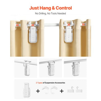 Automatic Curtain Opener, 2 Pack, APP and Remote Control, Hub Included, Electric Smart Curtain Opener Compatible with Alexa and Google Home, Timed Opening and Closing, for Roman Rods, U/I Rails