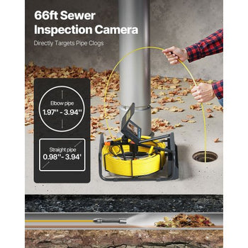 Sewer Camera, 66ft/20M 4.3" Pipe Drain Inspection Camera with DVR Function & Snake Cable, Waterproof IP68 Borescope w/LED Lights, Industrial Endoscope for Home Wall Duct Drain Pipe Plumbing