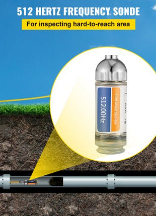 512HZ Sonde 8/5\" and 1/4-20\" Connectors Rigid Drain Locator for Locating & Detecting Small Sewer & Pipelines, Silver