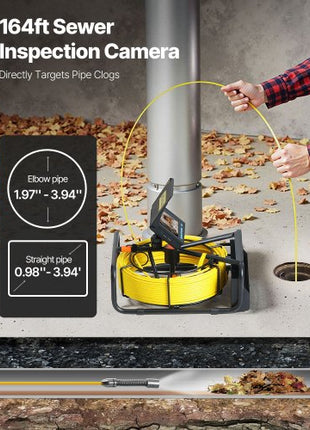 Sewer Camera, 164FT 4.3" Screen, Pipeline Inspection Camera with DVR Function & Snake Cable, Waterproof IP68 Borescope with LED Lights, Industrial Endoscope for Home Wall Duct Drain Pipe Plumbin