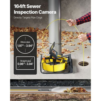 Sewer Camera, 164FT 4.3" Screen, Pipeline Inspection Camera with DVR Function & Snake Cable, Waterproof IP68 Borescope with LED Lights, Industrial Endoscope for Home Wall Duct Drain Pipe Plumbin