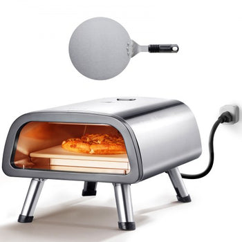 12" Electric Pizza Oven Countertop, Stainless Steel Pizza Maker Machine with Pizza Stone and Spatula, Heats up to 850°F, Multipurpose Indoor & Outdoor Pizza Cooker for Restaurant Home Camping