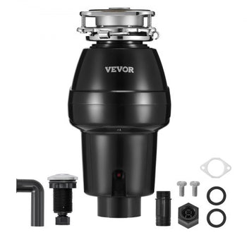 Garbage Disposal, 1/2 HP 3450RPM Continuous Feed Food Waste Disposer, 3-Bolt Mount Food Waste Grinding System with Sound Reduction, Power Cord & Splash Guard for Kitchen Sinks