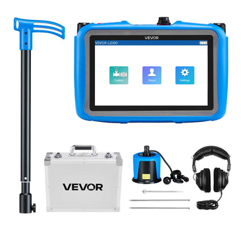 Pipe Water Leak Detector for Outdoors, 1Hz-10000Hz, 7" Touchscreen Water Leakage Detection Locator for 16.4FT (5m) Underground Plumbing - with Medium Sensor, 3 Listening Rods, Headphone & Case