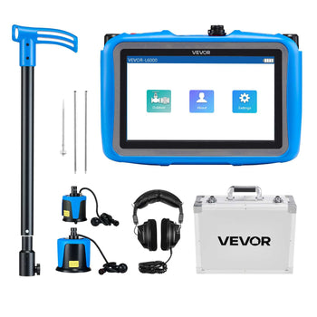 Pipe Water Leak Detector for Outdoors, 1Hz-10000Hz, 7" Touchscreen Leakage Detection Locator for 16.4FT (5m) Underground Plumbing - with Medium & Large Sensor, 3 Listening Rods, Headphone & Case