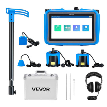 Pipe Water Leak Detector with 4 Sensors, 1Hz-10000Hz, 7" Touchscreen Underground Plumbing Leakage Detection Locator with 3 Listening Rods, Headphones, 8GB Card & Carry Case for Indoors Outdoors