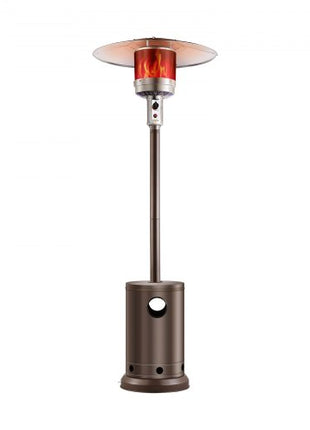 Patio Heater for Outdoor Use, 50000BTU Propane Heater Tall Hammered With Round Table Design, Metal Burner and Wheels, Fixed Outdoor Patio Flame Heater for Patio, Party, Backyard, Garden, Bronze