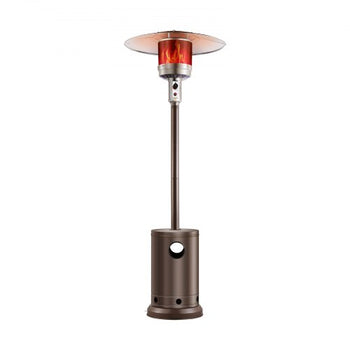 Patio Heater for Outdoor Use, 50000BTU Propane Heater Tall Hammered With Round Table Design, Metal Burner and Wheels, Fixed Outdoor Patio Flame Heater for Patio, Party, Backyard, Garden, Bronze