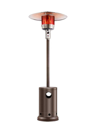 Patio Heater for Outdoor Use, 50000BTU Propane Heater Tall Hammered With Round Table Design, Metal Burner and Wheels, Fixed Outdoor Patio Flame Heater for Patio, Party, Backyard, Garden, Bronze
