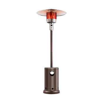 Patio Heater for Outdoor Use, 50000BTU Propane Heater Tall Hammered With Round Table Design, Metal Burner and Wheels, Fixed Outdoor Patio Flame Heater for Patio, Party, Backyard, Garden, Bronze