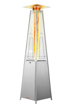 Patio Heater for Outdoor Use, 48000BTU Pyramid Propane Heater w/Wheels, Quartz Glass Tube Outdoor Patio Flame Heater for Patio, Party, Backyard, Garden, Decoration, Silver