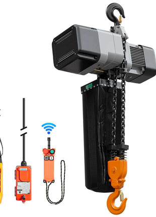 6000 lbs Electric Chain Hoist 30 ft Lift Three-Phase Overhead Crane, Double G100 Chain with 328 ft Wireless & 27 ft Wired Remote Control, 208-240V/440-480V, for Factories, Warehouses, Garages