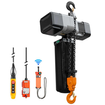 6000 lbs Electric Chain Hoist 30 ft Lift Three-Phase Overhead Crane, Double G100 Chain with 328 ft Wireless & 27 ft Wired Remote Control, 208-240V/440-480V, for Factories, Warehouses, Garages