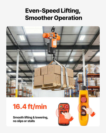 1100 lbs Electric Chain Hoist, 20 ft Lifting Height, 120V Single Phase Overhead Crane with 328 ft Wireless & 15 ft Wired Remote Control, Power Electric Hoist for Factories, Warehouses, Garages