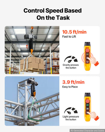 11000 lbs Electric Chain Hoist 30 ft Lift Three-Phase Overhead Crane, Double G100 Chain with 328 ft Wireless & 27 ft Wired Remote Control, 208-240V/440-480V, for Factories, Warehouses, Garages