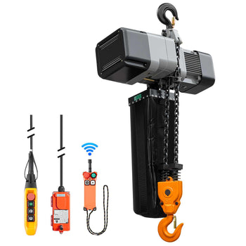 11000 lbs Electric Chain Hoist 30 ft Lift Three-Phase Overhead Crane, Double G100 Chain with 328 ft Wireless & 27 ft Wired Remote Control, 208-240V/440-480V, for Factories, Warehouses, Garages