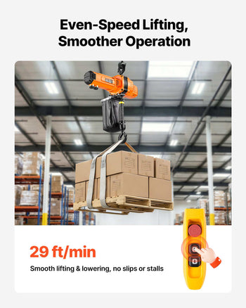 2200 lbs Electric Chain Hoist, 10 ft Lifting Height, 120V Single Phase Overhead Crane with 10 ft Wired Remote Control, G100 Chain Electric Lift Hoist for Factories, Warehouses, Garages