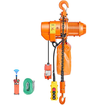 2200 lbs Electric Chain Hoist, 20 ft Lifting Height, Three-Phase Overhead Crane with 328 ft Wireless & 15 ft Wired Remote Control, Double G80 Chain Hoist for Factories, Warehouses, Garages