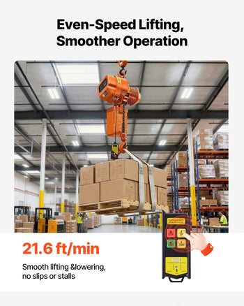 4400 lbs Electric Chain Hoist, 20 ft Lifting Height, Three-Phase Overhead Crane with 328 ft Wireless Remote Control, Single G100 Chain Electric Lift Hoist for Factories, Warehouses, Garages