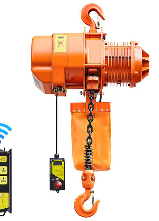 4400 lbs Electric Chain Hoist, 20 ft Lifting Height, Three-Phase Overhead Crane with 328 ft Wireless Remote Control, Single G100 Chain Electric Lift Hoist for Factories, Warehouses, Garages