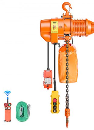 1100 lbs Electric Chain Hoist, 20 ft Lifting Height, Three-Phase Overhead Crane with 328 ft Wireless & 15 ft Wired Remote Control, Single G80 Chain Hoist for Factories, Warehouses, Garages