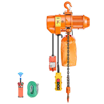 1100 lbs Electric Chain Hoist, 20 ft Lifting Height, Three-Phase Overhead Crane with 328 ft Wireless & 15 ft Wired Remote Control, Single G80 Chain Hoist for Factories, Warehouses, Garages