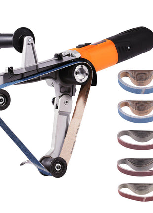 Pipe Tube Polisher Sander, 1000W Pipe Belt Sander with 6 Variable Speeds 1100-3200rpm, Professional Belt Sander Grinding Machine with 50PCS Sanding Belts for Burnishing Finishing Rust Removal