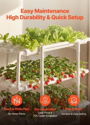 Hydroponics Growing System Kit, 3-Tier 108 Sites UPVC Pipe Hydroponic Grow Kit with Timed Irrigation, Sun & Light Blocking Pipes, Indoor Home Garden Vegetable Planting Grow Kits for Fruit Herb