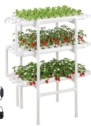 Hydroponics Growing System Kit, 3-Tier 108 Sites UPVC Pipe Hydroponic Grow Kit with Timed Irrigation, Sun & Light Blocking Pipes, Indoor Home Garden Vegetable Planting Grow Kits for Fruit Herb