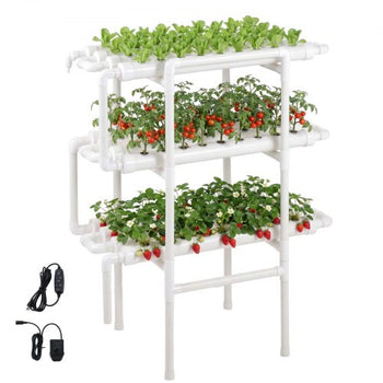 Hydroponics Growing System Kit, 3-Tier 108 Sites UPVC Pipe Hydroponic Grow Kit with Timed Irrigation, Sun & Light Blocking Pipes, Indoor Home Garden Vegetable Planting Grow Kits for Fruit Herb