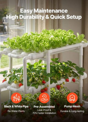 Hydroponics Growing System Kit, 3-Tier 108 Sites UPVC Pipe Hydroponic Grow Kit with Timed Irrigation, Thickened Hydroponic Pipes, Indoor Home Garden Vegetable Planting Grow Kits for Fruit Herb
