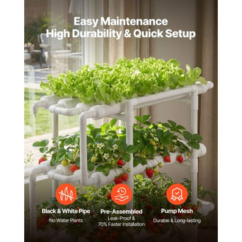 Hydroponics Growing System Kit, 3-Tier 108 Sites UPVC Pipe Hydroponic Grow Kit with Timed Irrigation, Thickened Hydroponic Pipes, Indoor Home Garden Vegetable Planting Grow Kits for Fruit Herb