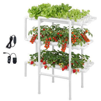 Hydroponics Growing System Kit, 3-Tier 108 Sites UPVC Pipe Hydroponic Grow Kit with Timed Irrigation, Thickened Hydroponic Pipes, Indoor Home Garden Vegetable Planting Grow Kits for Fruit Herb