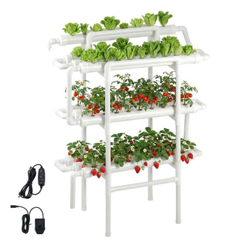 Hydroponics Growing System Kit, 3-Tier 90 Sites UPVC Pipe Hydroponic Grow Kit with Timed Irrigation, Sun & Light Blocking Pipes, Indoor Home Garden Vegetable Planting Grow Kits for Fruit Herb