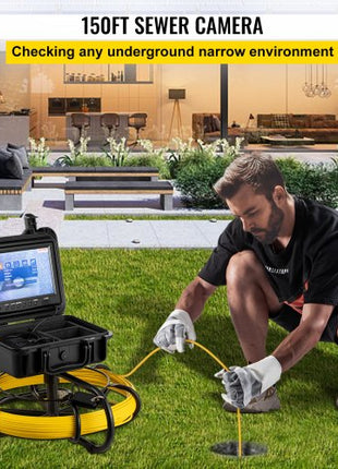 Sewer Camera, 150 ft Pipeline Inspection Camera with 9-inch Screen, Waterproof IP68 Borescope Camera with 12 Adjustable LEDs, 16 GB SD Card, Industrial Endoscope for Sewer, Home, Duct Drain Pipe