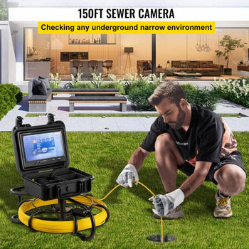 Sewer Camera, 150 ft Pipeline Inspection Camera with 9-inch Screen, Waterproof IP68 Borescope Camera with 12 Adjustable LEDs, 16 GB SD Card, Industrial Endoscope for Sewer, Home, Duct Drain Pipe