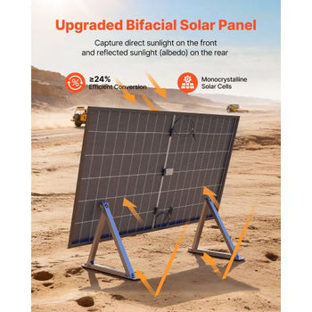 2PCS 400W Bifacial Solar Panels, 16BB N-Type Monocrystalline PV Module 24% Efficiency, IP65 Waterproof Solar Panel with MC4 Output & Aluminum Frame for Car Boat RV Flat Rooftop Off-Grid