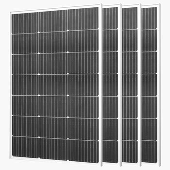 4PCS 100W Monocrystalline Solar Panels, 23% High-Efficiency Mono PV Module with Stable MC4 Output & Aluminum Frame, IP65 Waterproof Solar Panel for Car Boat RV Flat Rooftop Off-Grid Applications