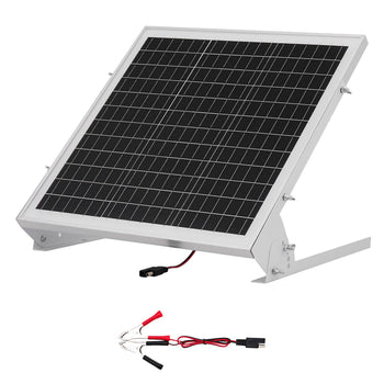 20W 12V Solar Battery Trickle Charger Maintainer, Mono Solar Panel Battery Charger with Built-in MPPT Controller & Adjustable Mount Bracket, IP65 Waterproof for Car Boat RV Trailer House Roof