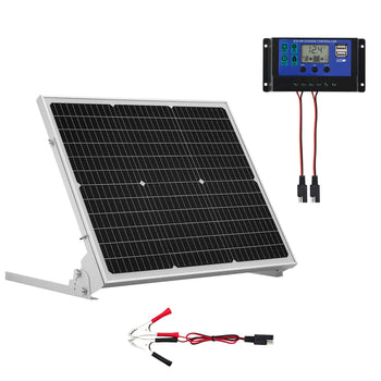 50W 12V Solar Battery Trickle Charger Maintainer, Mono Solar Panel Battery Charger with Upgraded MPPT Controller & Adjustable Mount Bracket, IP65 Waterproof for Car Boat RV Trailer House Roof