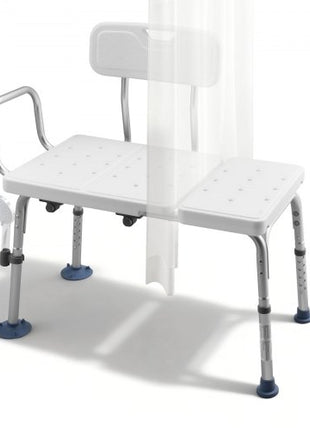 Tub Transfer Bench for Bathtub, 400 lbs Capacity Heavy Duty Shower Chair with Arm, Backrest and Curtain Slot, Height Adjustable Shower Bench Bath Seat for Adults, Seniors, Elderly and Disabled